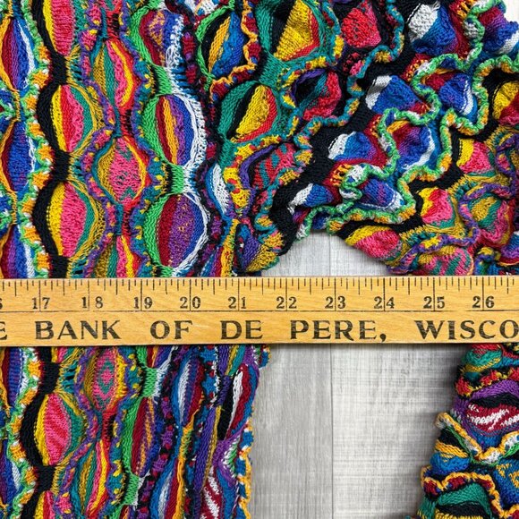 ✅Womens L Coogi Australia Cardigan 3D Knit Sweater Multicolor Mercerized Cotton - Picture 5 of 13